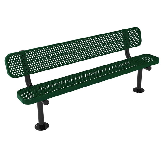 6FT Commercial Park Bench with Back, Surface Mount Frame