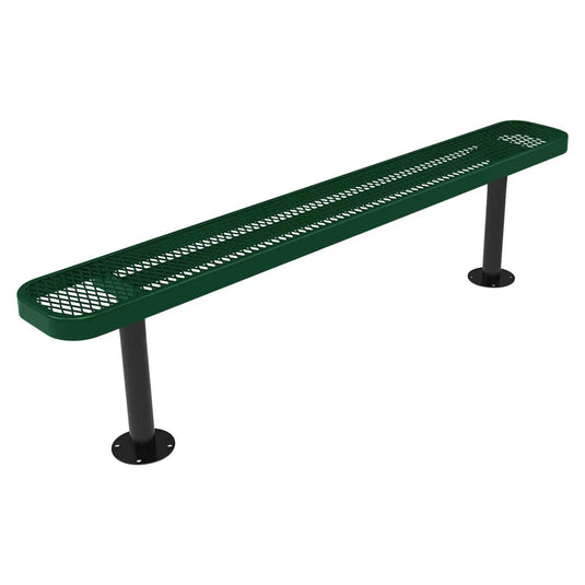 6FT Commercial Park Bench without Back, Surface Mount Frame