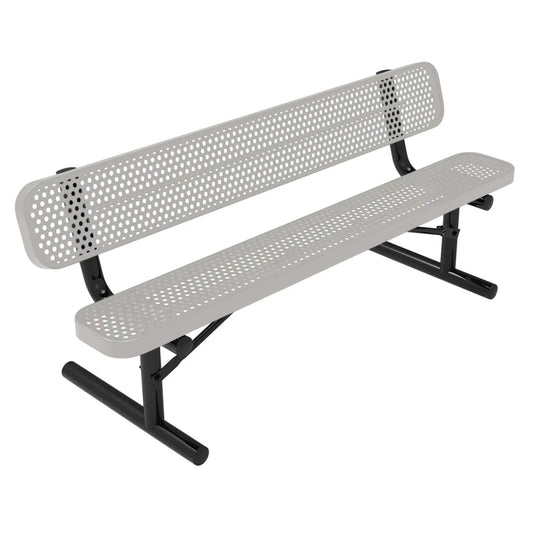 6 FT All-Weather Park Bench with Back, Portable Frame