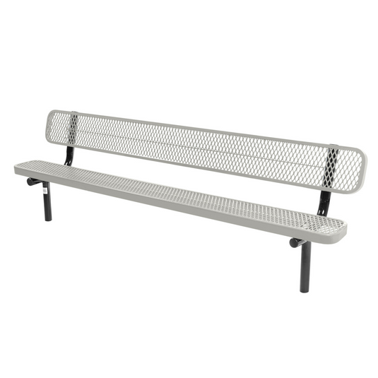 Industrial Expanded Metal Park Bench with Inground Mount Frame