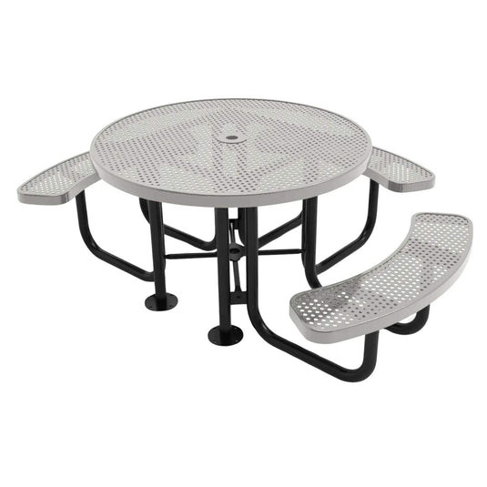 3-Seat Round Metal Outdoor Picnic Table