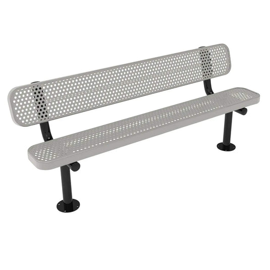 6FT Commercial Park Bench with Back, Surface Mount Frame