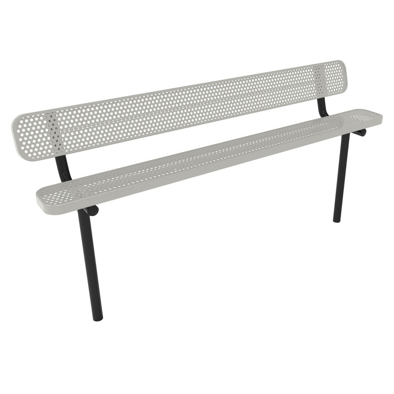 Load image into Gallery viewer, Punched Steel Park Bench with Inground Mount Frame
