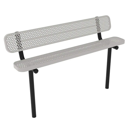 6FT Industrial Park Bench with Back, Inground Mount Frame