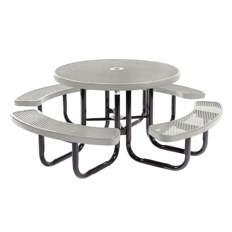 Load image into Gallery viewer, All-Weather Square &amp; Round Metal Outdoor Picnic Table with Benches
