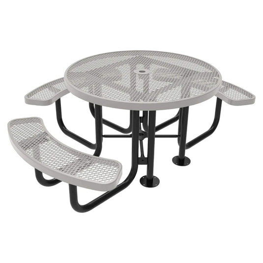3-Seat Round Metal Outdoor Picnic Table