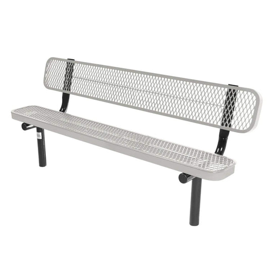 6FT Industrial Park Bench with Back, Inground Mount Frame