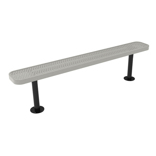 All-Climate Punched Steel Park Bench with Surface Mount Frame