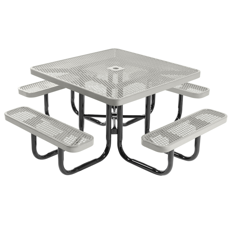 Load image into Gallery viewer, All-Weather Square &amp; Round Metal Outdoor Picnic Table with Benches
