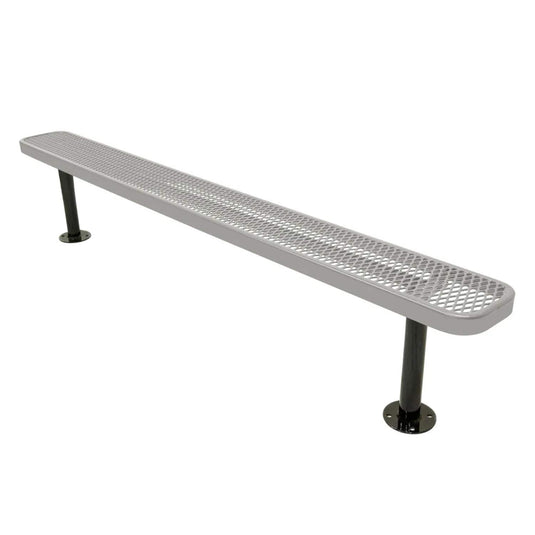 8FT Commercial Park Bench without Back, Surface Mount Frame