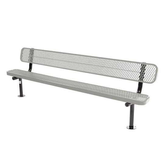 Commercial Expanded Metal Park Bench with Surface Mount Frame