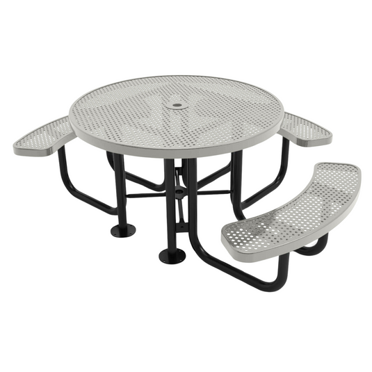 Heavy Duty 3-Seat Round Metal Outdoor Picnic Tables