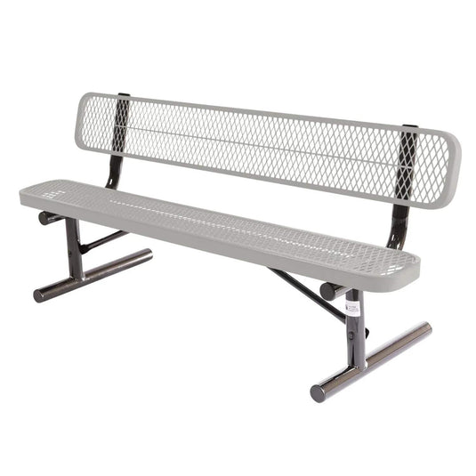 6 FT All-Weather Park Bench with Back, Portable Frame