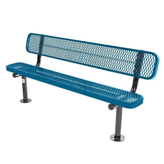 6FT Commercial Park Bench with Back, Surface Mount Frame