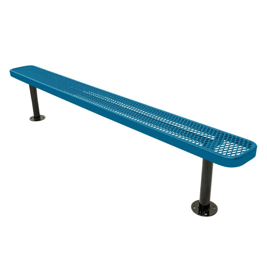 8FT Commercial Park Bench without Back, Surface Mount Frame