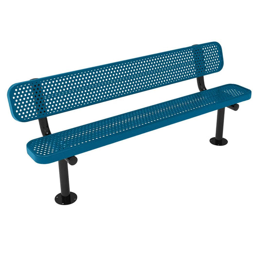 6FT Commercial Park Bench with Back, Surface Mount Frame