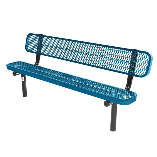 6FT Industrial Park Bench with Back, Inground Mount Frame