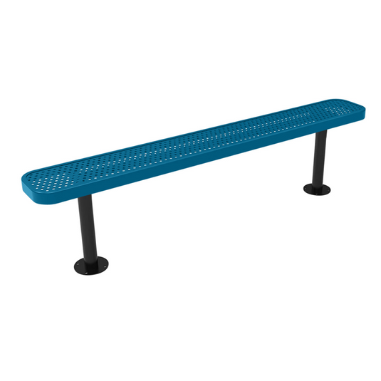 All-Climate Punched Steel Park Bench with Surface Mount Frame