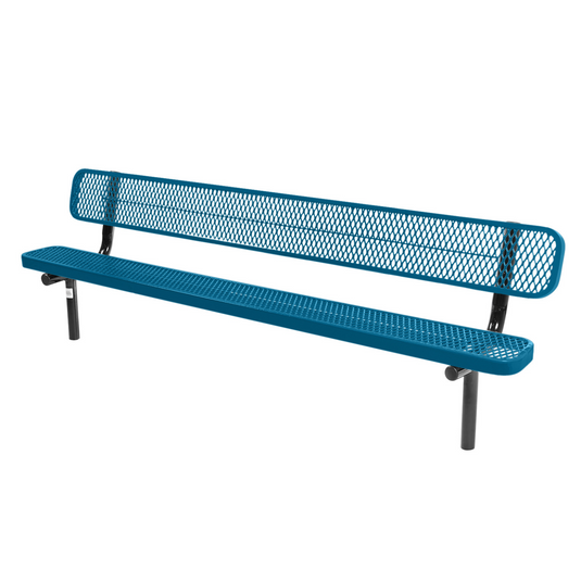 Industrial Expanded Metal Park Bench with Inground Mount Frame