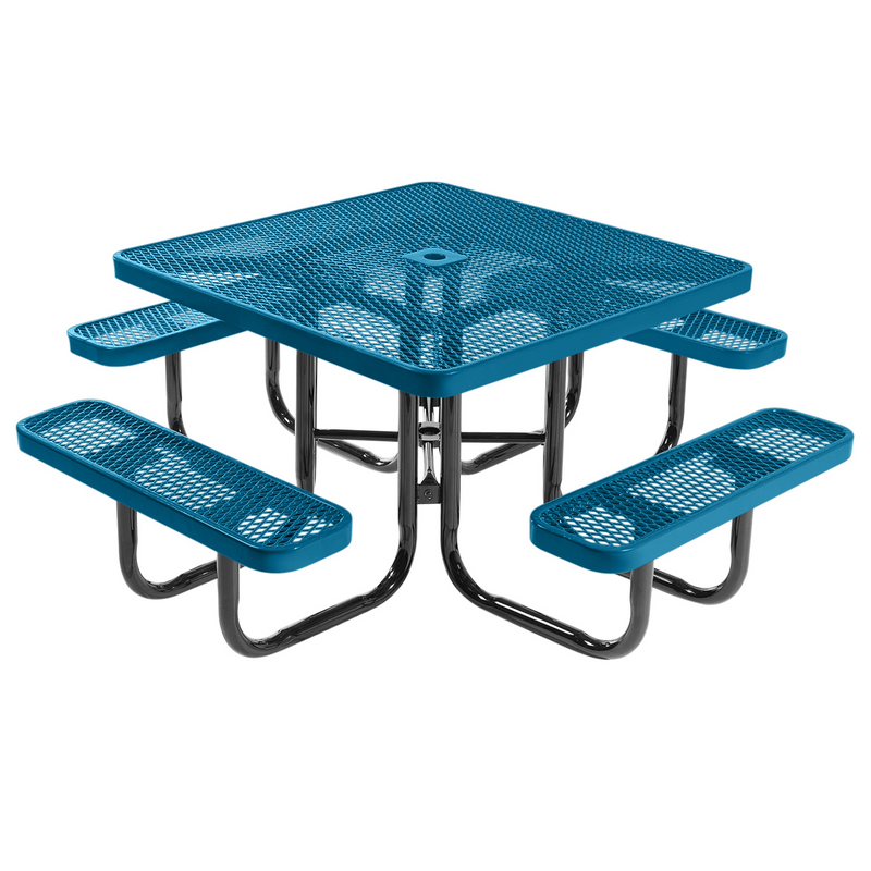 Load image into Gallery viewer, All-Weather Square &amp; Round Metal Outdoor Picnic Table with Benches
