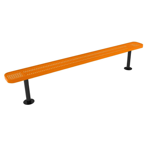 8FT Commercial Park Bench without Back, Surface Mount Frame