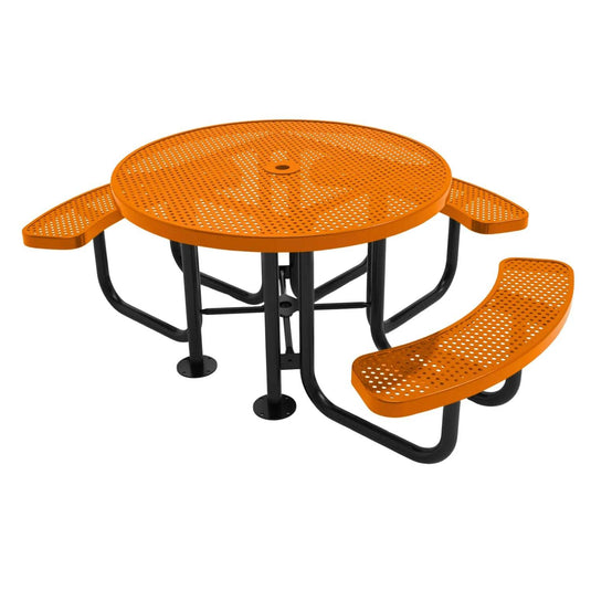 3-Seat Round Metal Outdoor Picnic Table