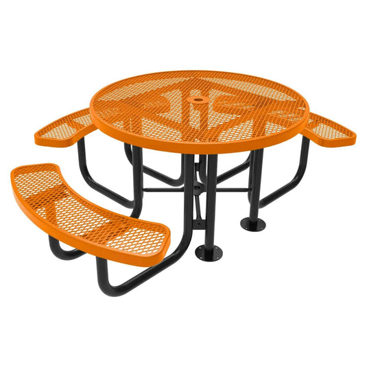3-Seat Round Metal Outdoor Picnic Table