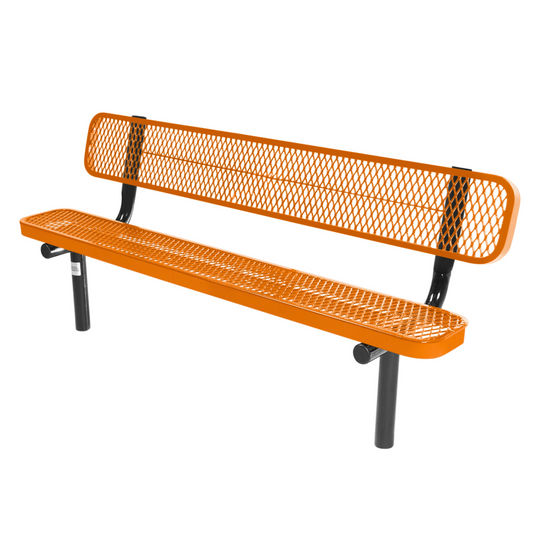 Industrial Expanded Metal Park Bench with Inground Mount Frame