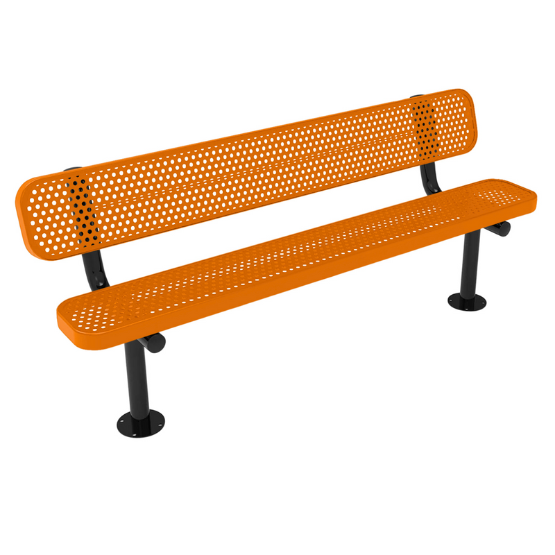 Load image into Gallery viewer, All-Climate Punched Steel Park Bench with Surface Mount Frame
