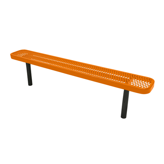 Industrial Expanded Metal Park Bench with Inground Mount Frame