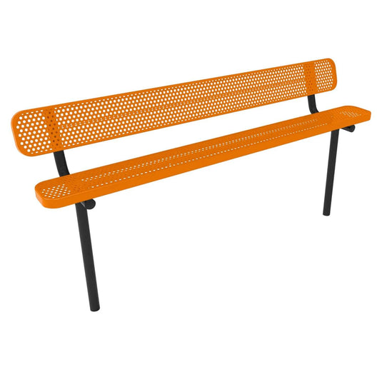 8FT Industrial Park Bench with Back, Inground Mount Frame