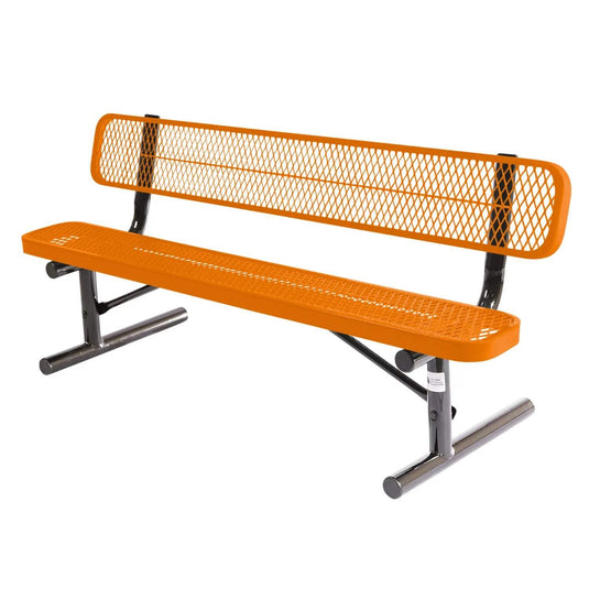6 FT All-Weather Park Bench with Back, Portable Frame