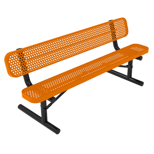 All-Weather Punched Steel Park Bench with Portable Frame