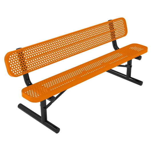 6 FT All-Weather Park Bench with Back, Portable Frame