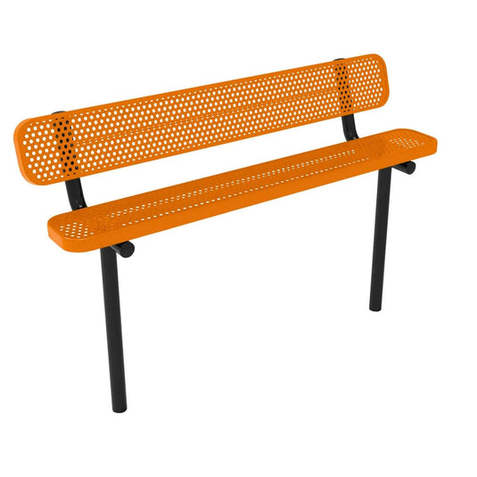 6FT Industrial Park Bench with Back, Inground Mount Frame