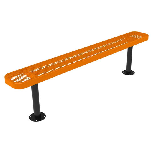 6FT Commercial Park Bench without Back, Surface Mount Frame