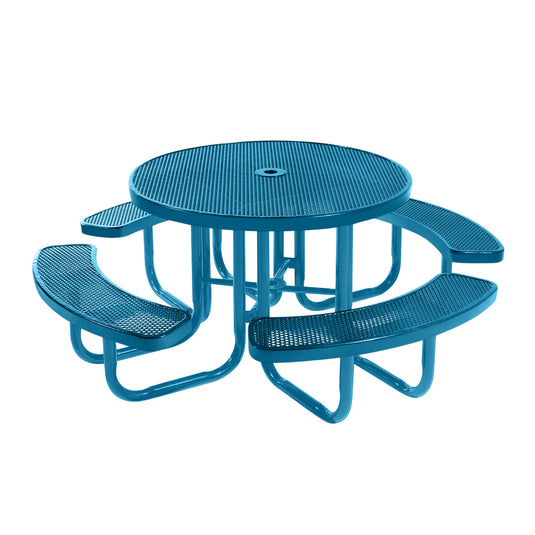 46" Round Metal Outdoor Picnic Table With Colored Frame