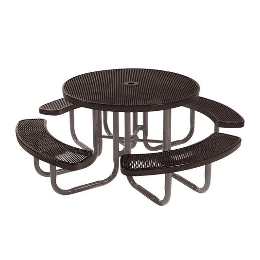 46" Round Metal Outdoor Picnic Table With Colored Frame