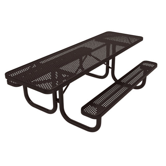 Both-Ends ADA-Accessible Weatherproof Rectangular Outdoor Picnic Table With Colored Frame