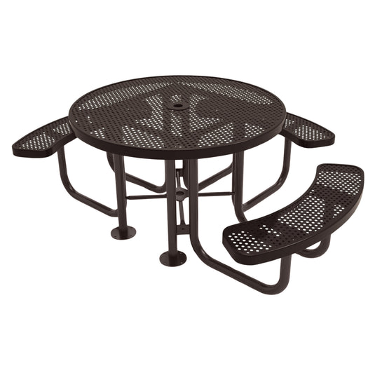 3-Seat Round Metal Outdoor Picnic Table With Colored Frame