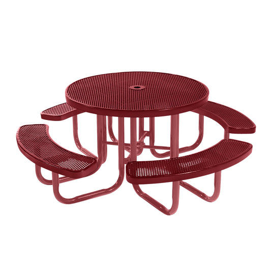 46" Round Metal Outdoor Picnic Table With Colored Frame