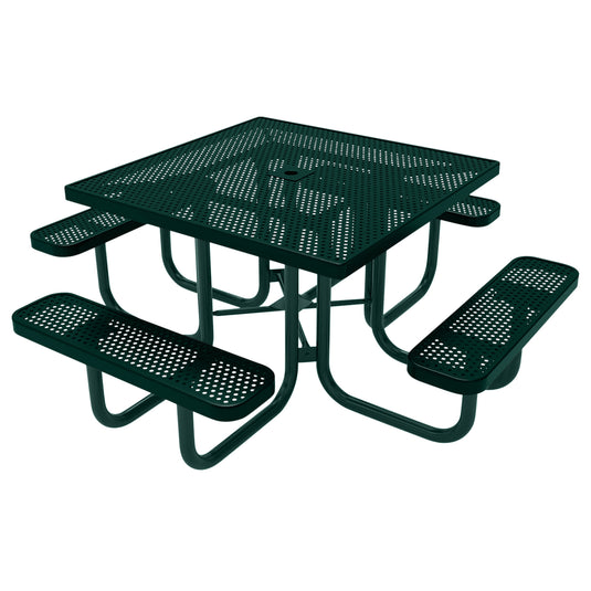 46" Square Metal Outdoor Picnic Table With Colored Frame