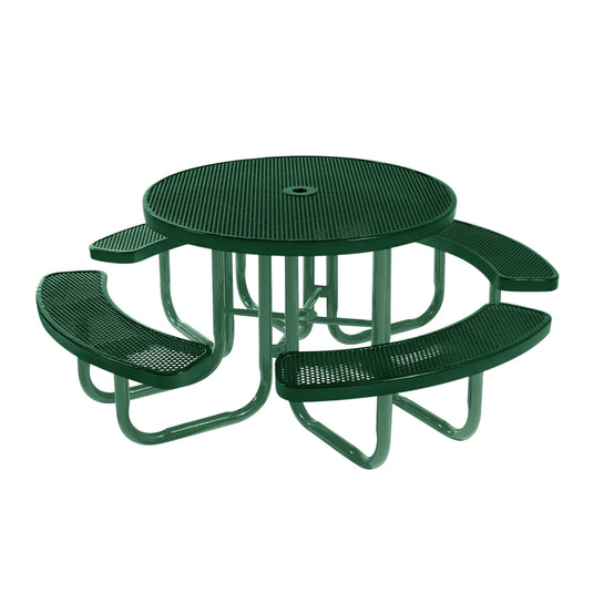 46" Round Metal Outdoor Picnic Table With Colored Frame