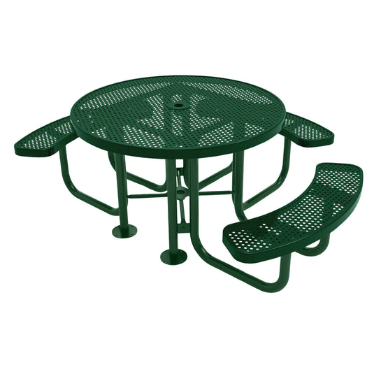 3-Seat Round Metal Outdoor Picnic Table With Colored Frame
