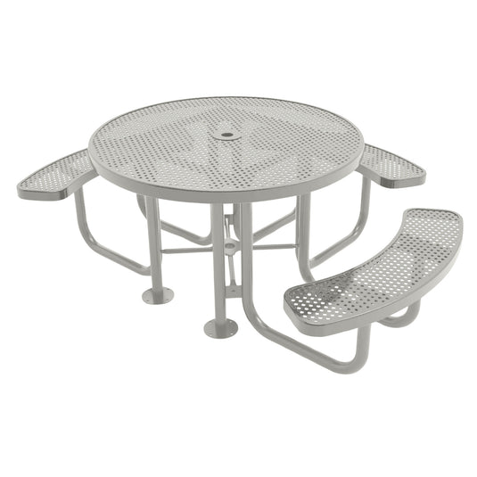 3-Seat Round Metal Outdoor Picnic Table With Colored Frame