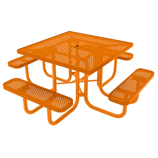 46" Square Metal Outdoor Picnic Table With Colored Frame