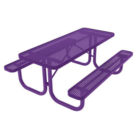 6 FT Commercial Rectangular Outdoor Picnic Table With Colored Frame