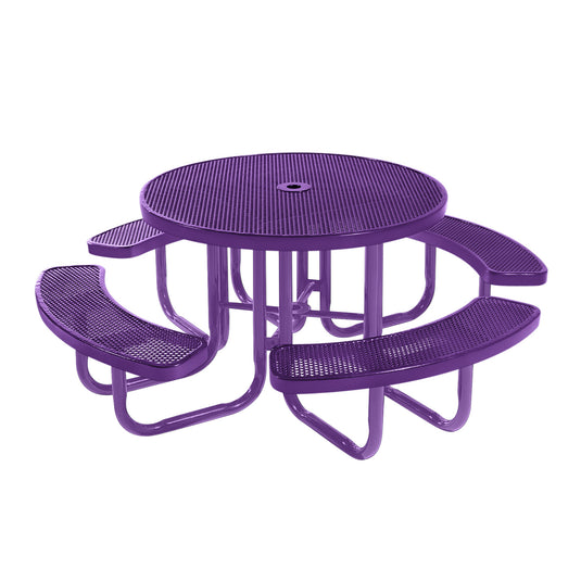 46" Round Metal Outdoor Picnic Table With Colored Frame