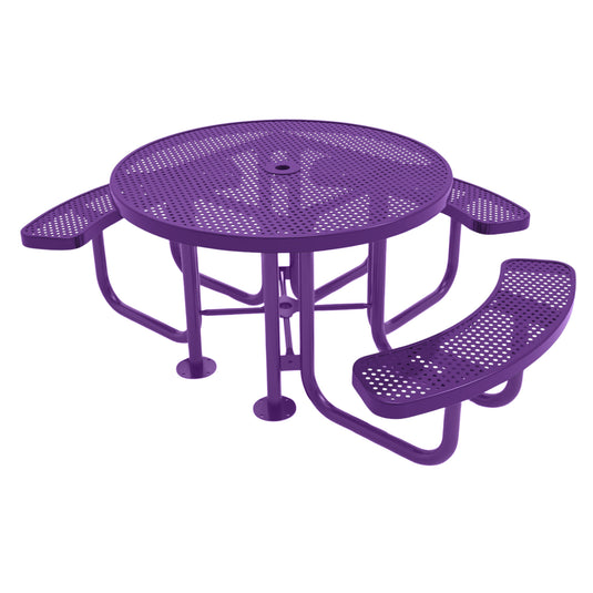 3-Seat Round Metal Outdoor Picnic Table With Colored Frame