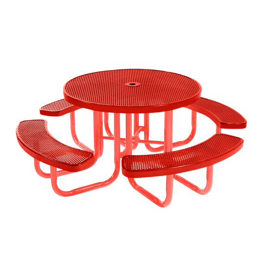 46" Round Metal Outdoor Picnic Table With Colored Frame